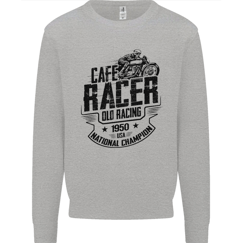 Cafe Racer Old Racing Motorcycle Biker Mens Sweatshirt Jumper Sports Grey