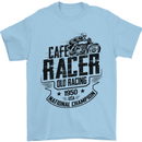 Cafe Racer Old Racing Motorcycle Biker Mens T-Shirt Cotton Gildan Light Blue