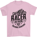 Cafe Racer Old Racing Motorcycle Biker Mens T-Shirt Cotton Gildan Light Pink