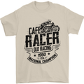Cafe Racer Old Racing Motorcycle Biker Mens T-Shirt Cotton Gildan Sand