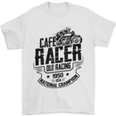 Cafe Racer Old Racing Motorcycle Biker Mens T-Shirt Cotton Gildan White