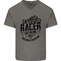 Cafe Racer Old Racing Motorcycle Biker Mens V-Neck Cotton T-Shirt Charcoal
