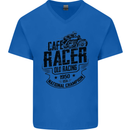 Cafe Racer Old Racing Motorcycle Biker Mens V-Neck Cotton T-Shirt Royal Blue