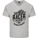 Cafe Racer Old Racing Motorcycle Biker Mens V-Neck Cotton T-Shirt Sports Grey
