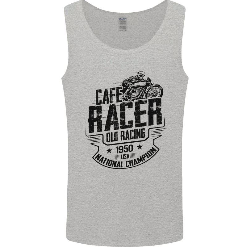 Cafe Racer Old Racing Motorcycle Biker Mens Vest Tank Top Sports Grey