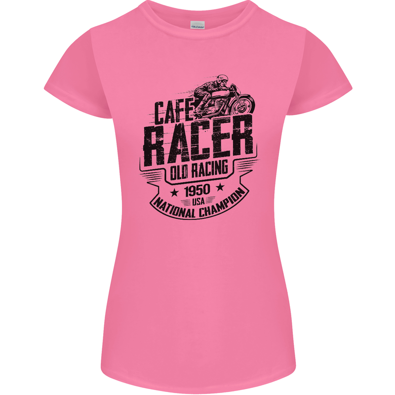 Cafe Racer Old Racing Motorcycle Biker Womens Petite Cut T-Shirt Azalea