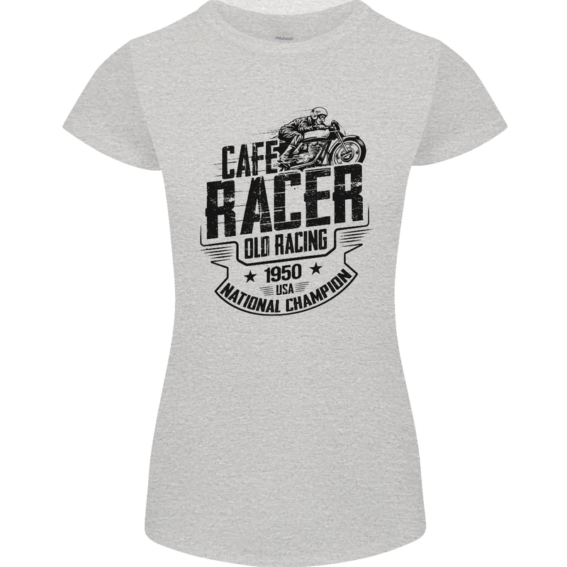 Cafe Racer Old Racing Motorcycle Biker Womens Petite Cut T-Shirt Sports Grey