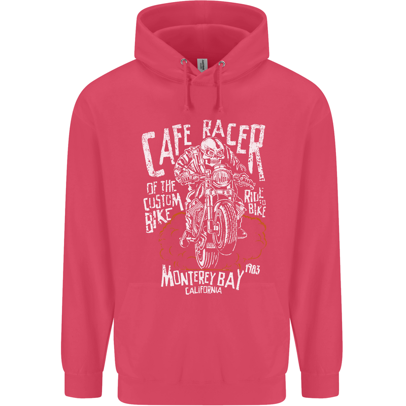Cafe Racer Skull Motorcycle Biker Motorbike Childrens Kids Hoodie Heliconia