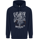 Cafe Racer Skull Motorcycle Biker Motorbike Childrens Kids Hoodie Navy Blue