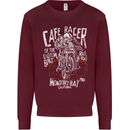 Cafe Racer Skull Motorcycle Biker Motorbike Kids Sweatshirt Jumper Maroon