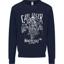 Cafe Racer Skull Motorcycle Biker Motorbike Kids Sweatshirt Jumper Navy Blue
