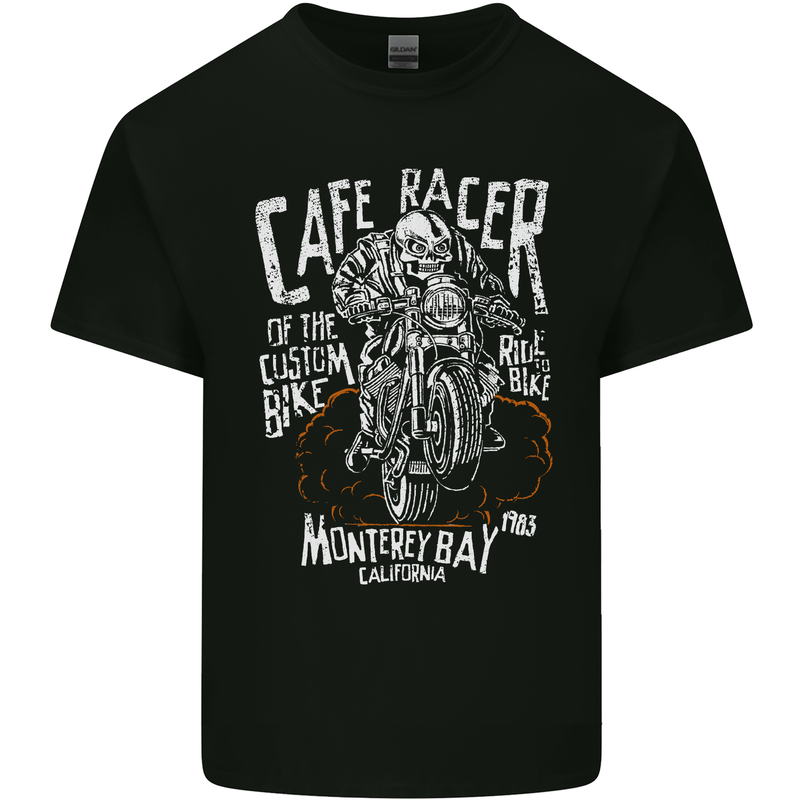 Cafe Racer Skull Motorcycle Biker Motorbike Kids T-Shirt Childrens Black