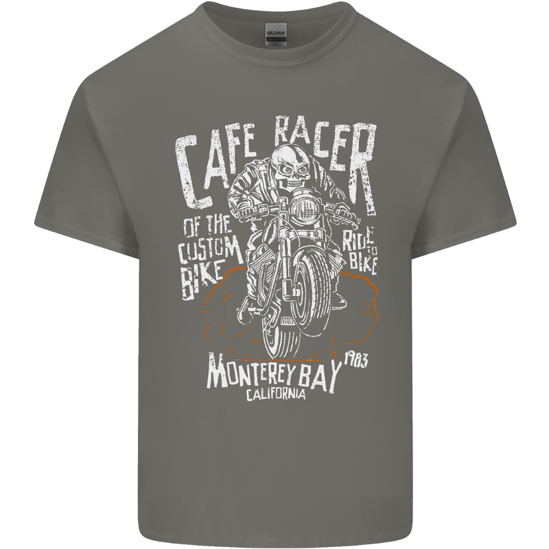 Cafe Racer Skull Motorcycle Biker Motorbike Kids T-Shirt Childrens Charcoal