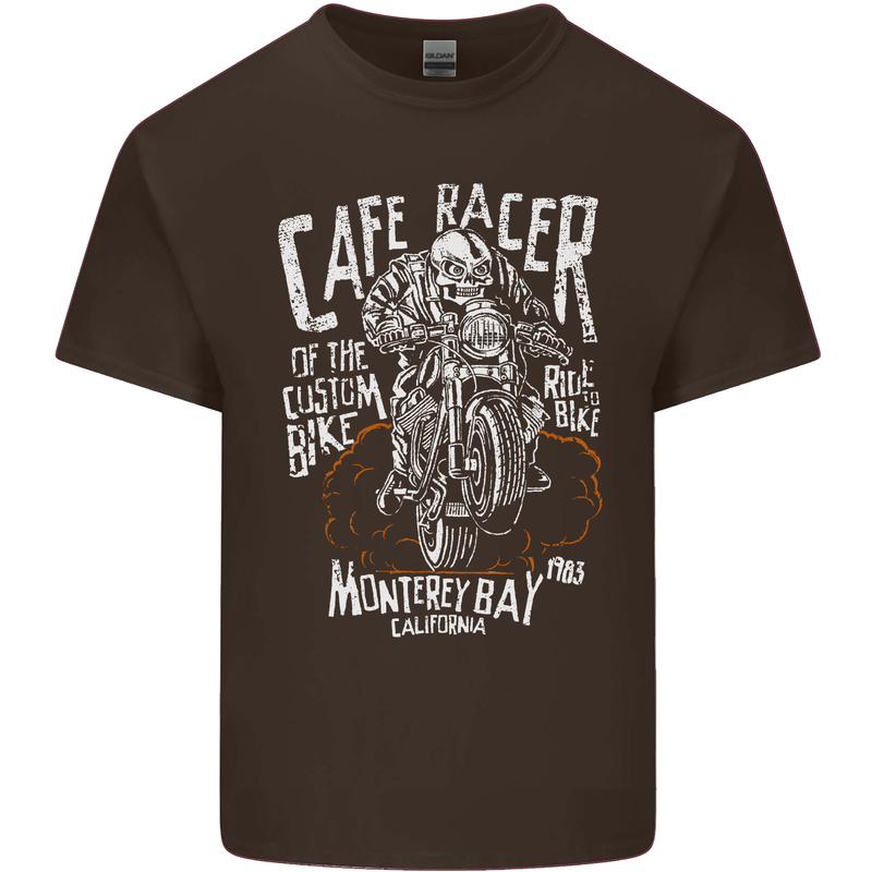 Cafe Racer Skull Motorcycle Biker Motorbike Kids T-Shirt Childrens Chocolate