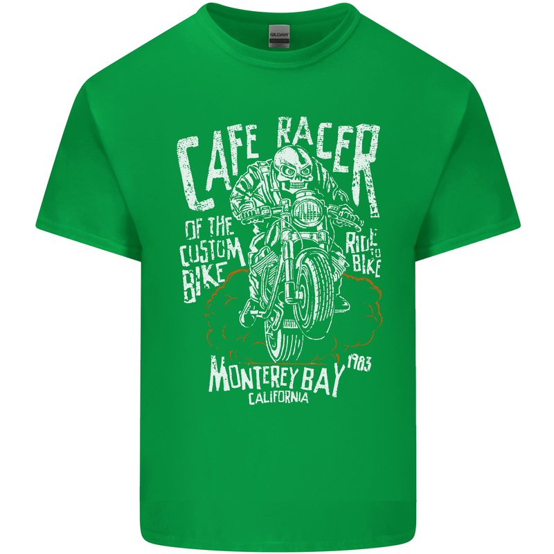 Cafe Racer Skull Motorcycle Biker Motorbike Kids T-Shirt Childrens Irish Green