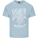 Cafe Racer Skull Motorcycle Biker Motorbike Kids T-Shirt Childrens Light Blue
