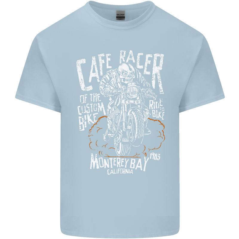Cafe Racer Skull Motorcycle Biker Motorbike Kids T-Shirt Childrens Light Blue