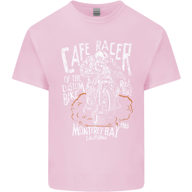 Cafe Racer Skull Motorcycle Biker Motorbike Kids T-Shirt Childrens Light Pink
