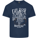 Cafe Racer Skull Motorcycle Biker Motorbike Kids T-Shirt Childrens Navy Blue
