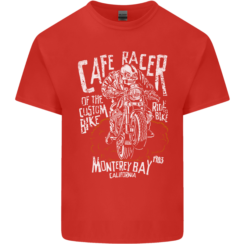 Cafe Racer Skull Motorcycle Biker Motorbike Kids T-Shirt Childrens Red