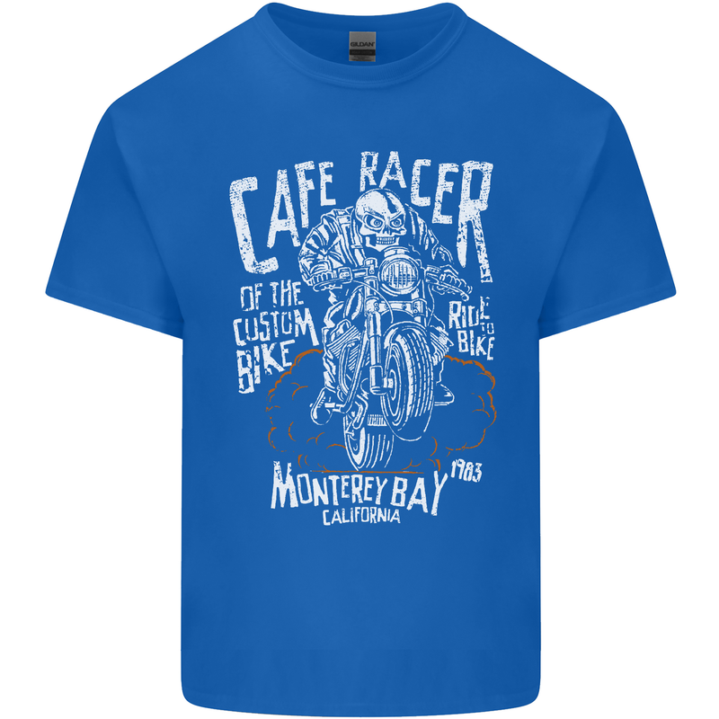 Cafe Racer Skull Motorcycle Biker Motorbike Kids T-Shirt Childrens Royal Blue