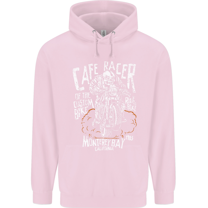 Cafe Racer Skull Motorcycle Biker Motorbike Mens 80% Cotton Hoodie Light Pink