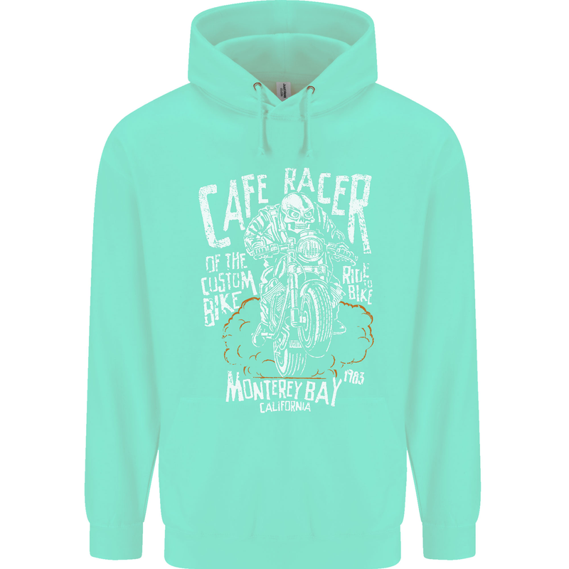Cafe Racer Skull Motorcycle Biker Motorbike Mens 80% Cotton Hoodie Peppermint