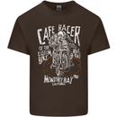 Cafe Racer Skull Motorcycle Biker Motorbike Mens Cotton T-Shirt Tee Top Dark Chocolate