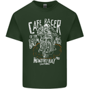 Cafe Racer Skull Motorcycle Biker Motorbike Mens Cotton T-Shirt Tee Top Forest Green