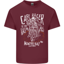 Cafe Racer Skull Motorcycle Biker Motorbike Mens Cotton T-Shirt Tee Top Maroon