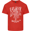 Cafe Racer Skull Motorcycle Biker Motorbike Mens Cotton T-Shirt Tee Top Red