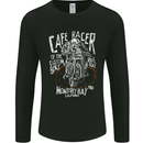 Cafe Racer Skull Motorcycle Biker Motorbike Mens Long Sleeve T-Shirt Black