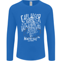 Cafe Racer Skull Motorcycle Biker Motorbike Mens Long Sleeve T-Shirt Royal Blue