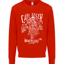 Cafe Racer Skull Motorcycle Biker Motorbike Mens Sweatshirt Jumper Bright Red