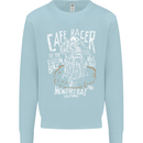 Cafe Racer Skull Motorcycle Biker Motorbike Mens Sweatshirt Jumper Light Blue