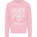 Cafe Racer Skull Motorcycle Biker Motorbike Mens Sweatshirt Jumper Light Pink