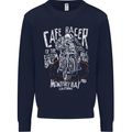 Cafe Racer Skull Motorcycle Biker Motorbike Mens Sweatshirt Jumper Navy Blue