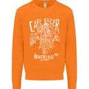 Cafe Racer Skull Motorcycle Biker Motorbike Mens Sweatshirt Jumper Orange