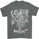Cafe Racer Skull Motorcycle Biker Motorbike Mens T-Shirt Cotton Gildan Charcoal