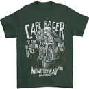 Cafe Racer Skull Motorcycle Biker Motorbike Mens T-Shirt Cotton Gildan Forest Green