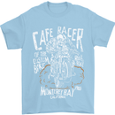 Cafe Racer Skull Motorcycle Biker Motorbike Mens T-Shirt Cotton Gildan Light Blue