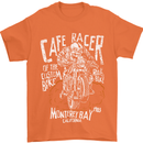 Cafe Racer Skull Motorcycle Biker Motorbike Mens T-Shirt Cotton Gildan Orange