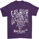 Cafe Racer Skull Motorcycle Biker Motorbike Mens T-Shirt Cotton Gildan Purple