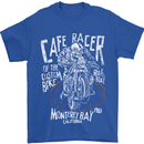 Cafe Racer Skull Motorcycle Biker Motorbike Mens T-Shirt Cotton Gildan Royal Blue