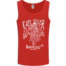 Cafe Racer Skull Motorcycle Biker Motorbike Mens Vest Tank Top Red