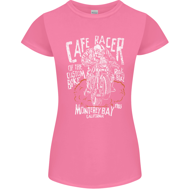 Cafe Racer Skull Motorcycle Biker Motorbike Womens Petite Cut T-Shirt Azalea