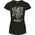 Cafe Racer Skull Motorcycle Biker Motorbike Womens Petite Cut T-Shirt Black