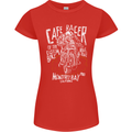 Cafe Racer Skull Motorcycle Biker Motorbike Womens Petite Cut T-Shirt Red