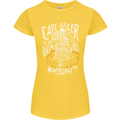 Cafe Racer Skull Motorcycle Biker Motorbike Womens Petite Cut T-Shirt Yellow