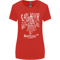 Cafe Racer Skull Motorcycle Biker Motorbike Womens Wider Cut T-Shirt Red